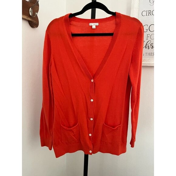 EUC Gap Womens Orange Cardigan Sweater L Merino Wool & Nylon Blend Button Front - Picture 1 of 6